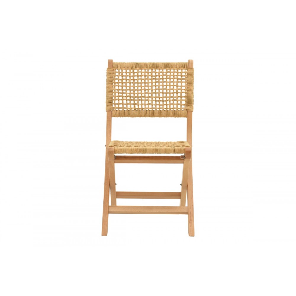Καρέκλα πτυσσομενη "XIANJU" από ξύλο/σχοινί σε φυσικό χρώμα 47x58x85