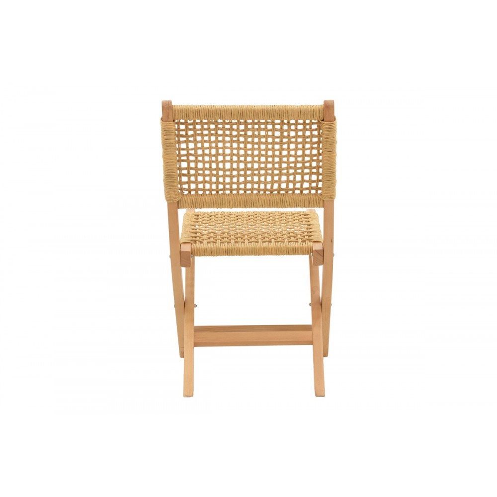 Καρέκλα πτυσσομενη "XIANJU" από ξύλο/σχοινί σε φυσικό χρώμα 47x58x85