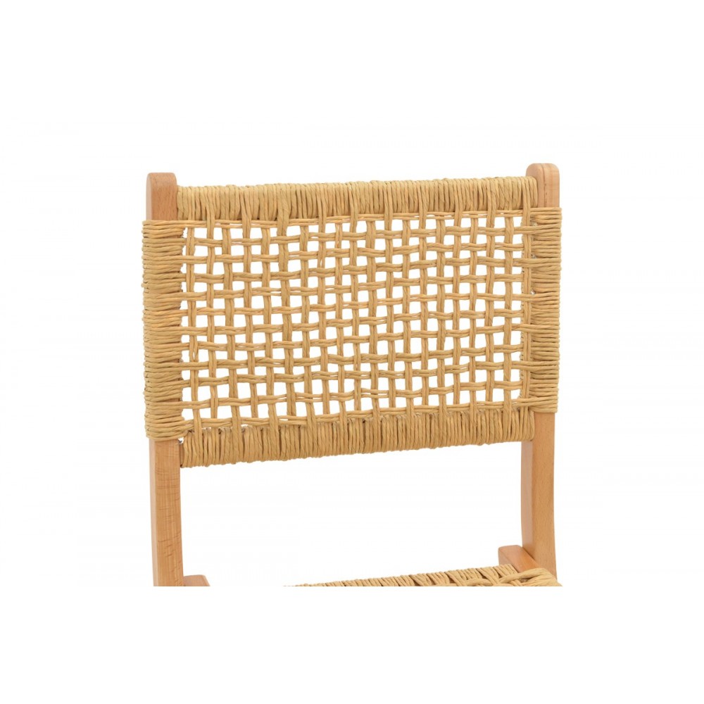 Καρέκλα πτυσσομενη "XIANJU" από ξύλο/σχοινί σε φυσικό χρώμα 47x58x85