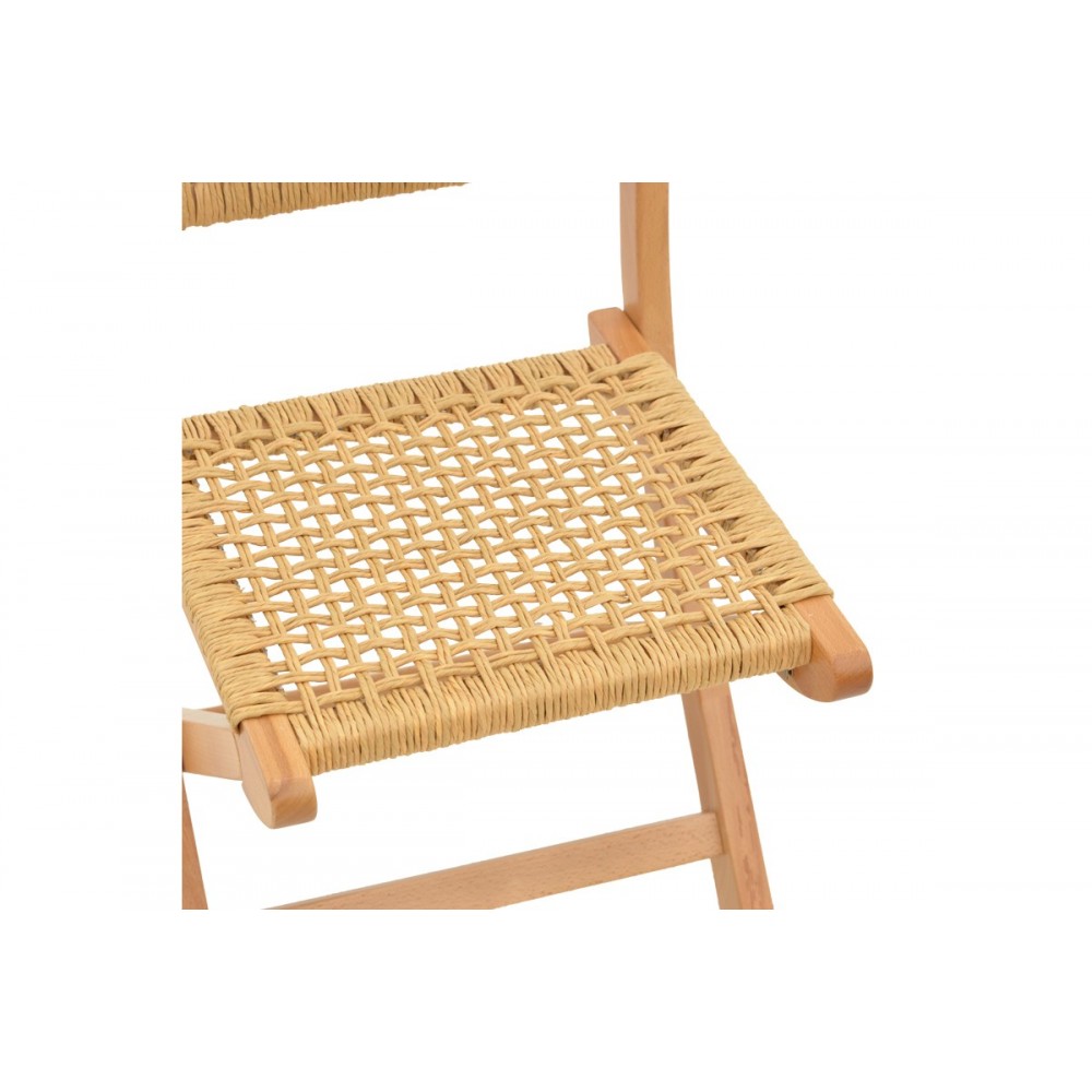 Καρέκλα πτυσσομενη "XIANJU" από ξύλο/σχοινί σε φυσικό χρώμα 47x58x85