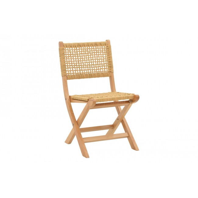 Καρέκλα πτυσσομενη "XIANJU" από ξύλο/σχοινί σε φυσικό χρώμα 47x58x85
