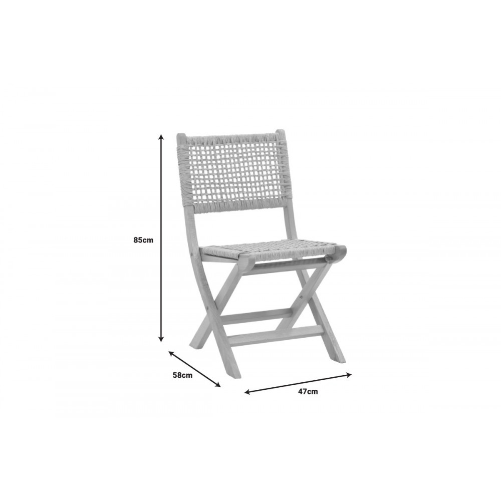 Καρέκλα πτυσσομενη "XIANJU" από ξύλο/σχοινί σε φυσικό χρώμα 47x58x85