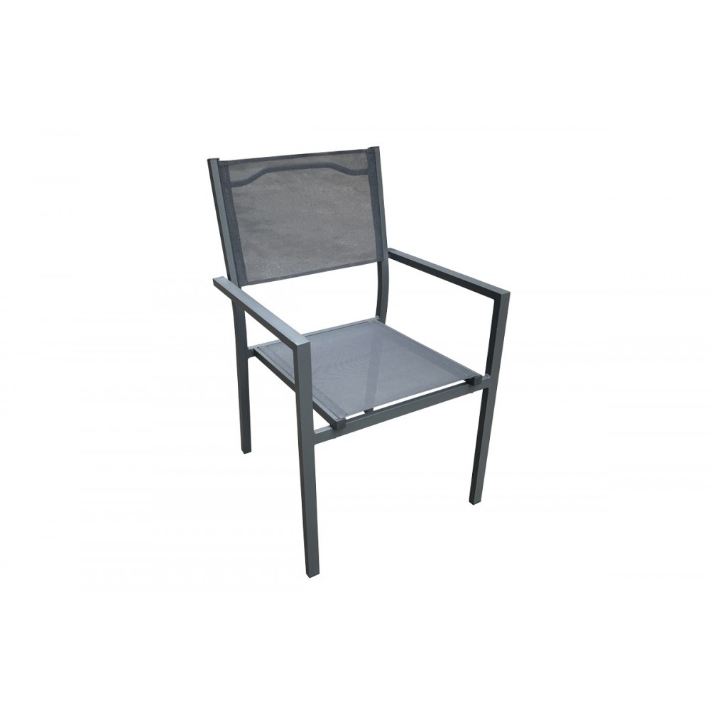 Τραπεζαρία 5τμχ "MOLY-KLITON I" από αλουμίνιο/textilene σε ανθρακί χρώμα 80x80x74