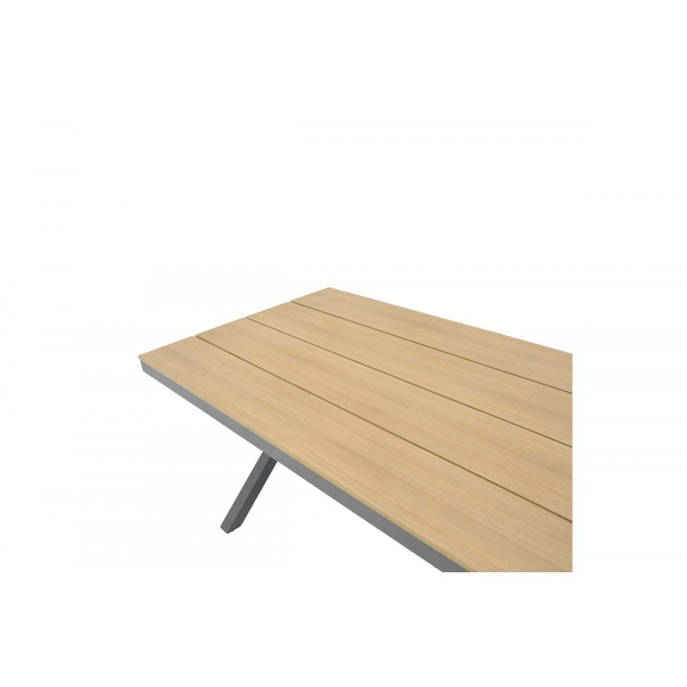 Τραπεζαρία 5τμχ "THORIO-FELICIA" από αλουμίνιο/rattan σε ανθρακί/φυσικό χρώμα 160x90x75