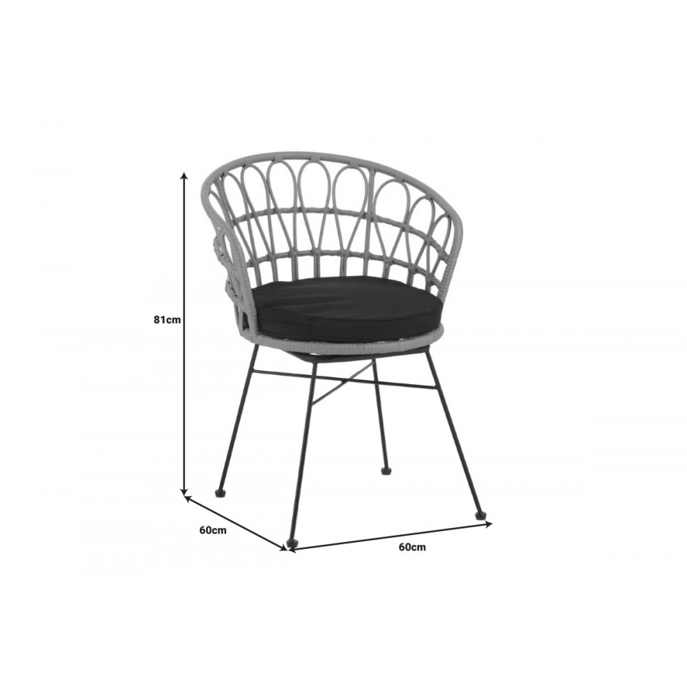 Τραπεζαρία 5τμχ "THORIO-FELICIA" από αλουμίνιο/rattan σε ανθρακί/φυσικό χρώμα 160x90x75