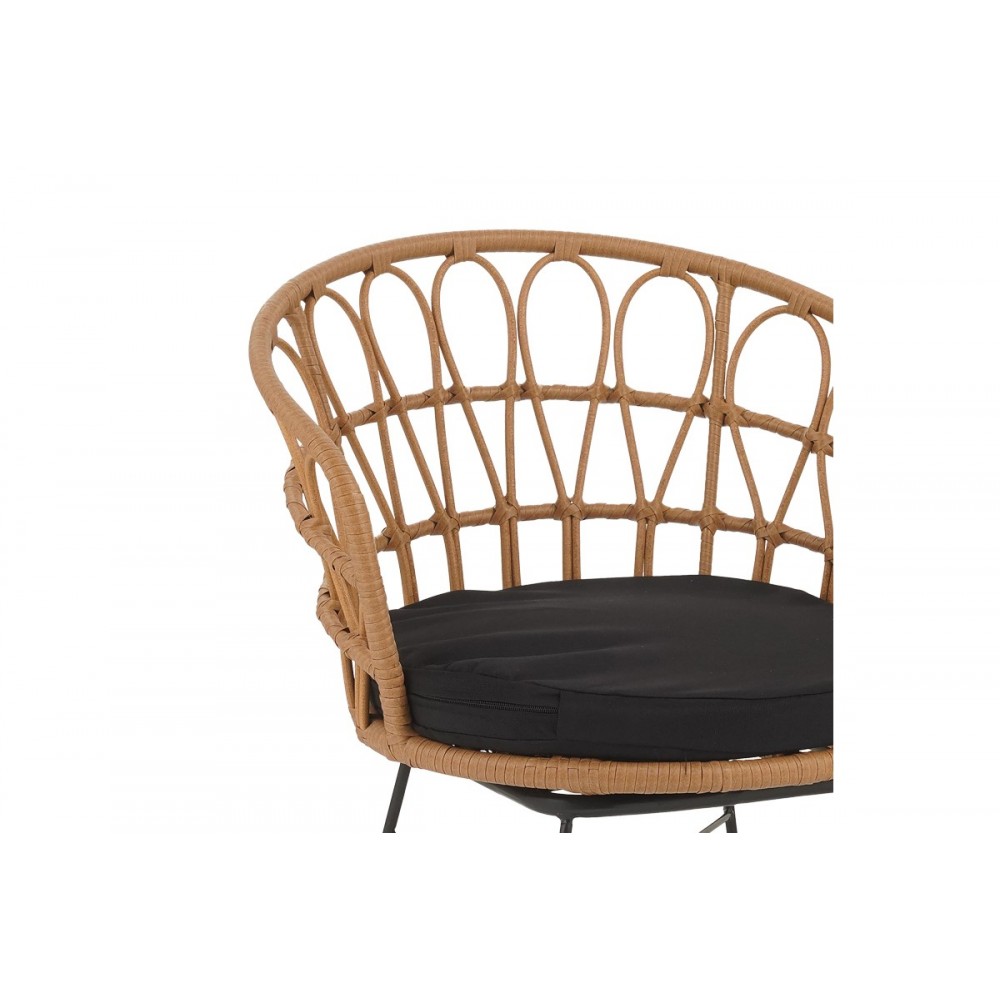 Τραπεζαρία 7τμχ "THORIO-FELICIA" από αλουμίνιο/rattan σε ανθρακί/φυσικό χρώμα 160x90x75