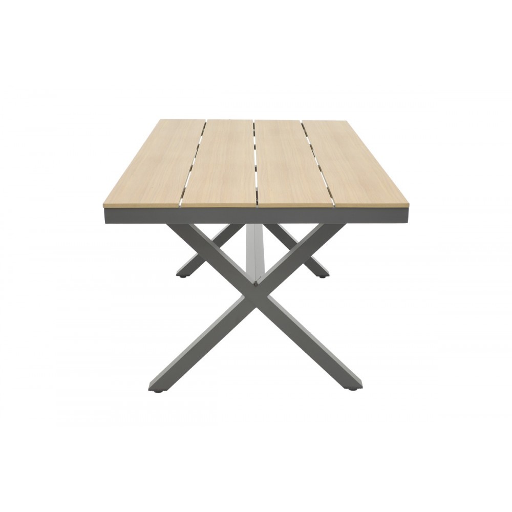 Τραπεζαρία 7τμχ "THORIO-FELICIA" από αλουμίνιο/rattan σε ανθρακί/φυσικό χρώμα 160x90x75