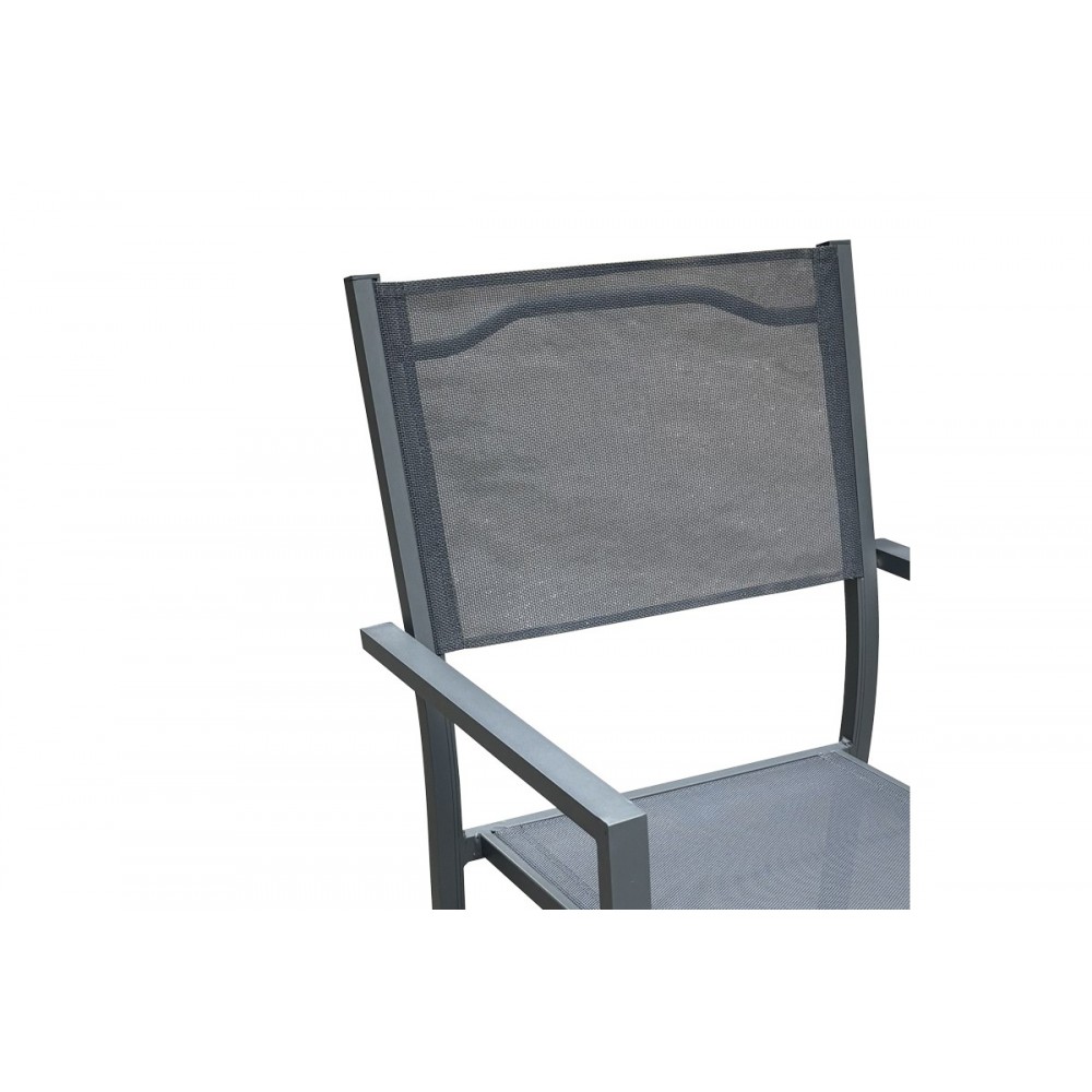 Τραπεζαρία 5τμχ "MOLY-KLITON B" από αλουμίνιο/textilene σε ανθρακί χρώμα 150x80x74