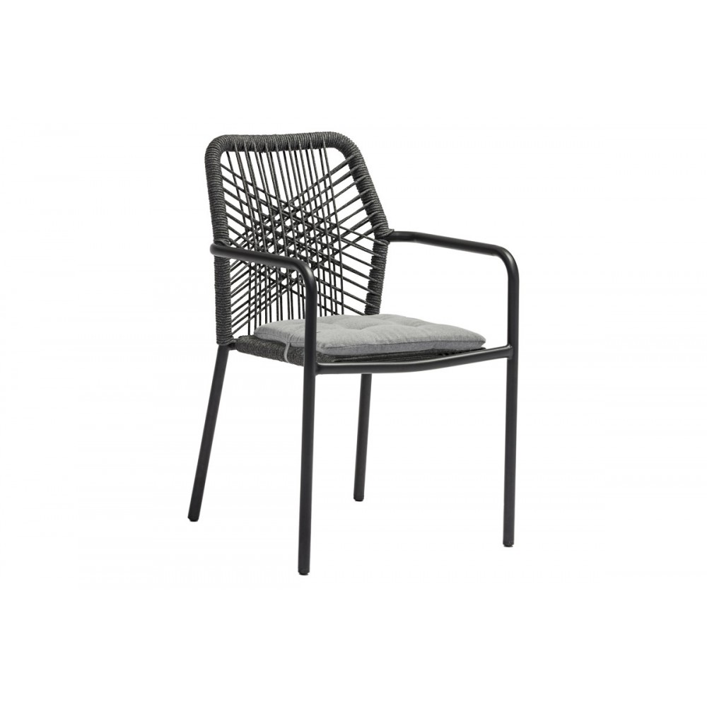 Τραπεζαρία 5τμχ "KHERSON-KLITON A" από αλουμίνιο/σχοινί σε ανθρακί χρώμα 150x80x74