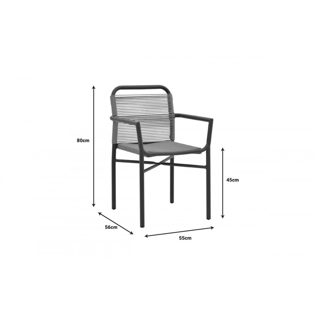 Τραπεζαρία 5τμχ "KLITON-CLUTCH" από αλουμίνιο/rattan σε ανθρακί/φυσικό χρώμα 80x80x74