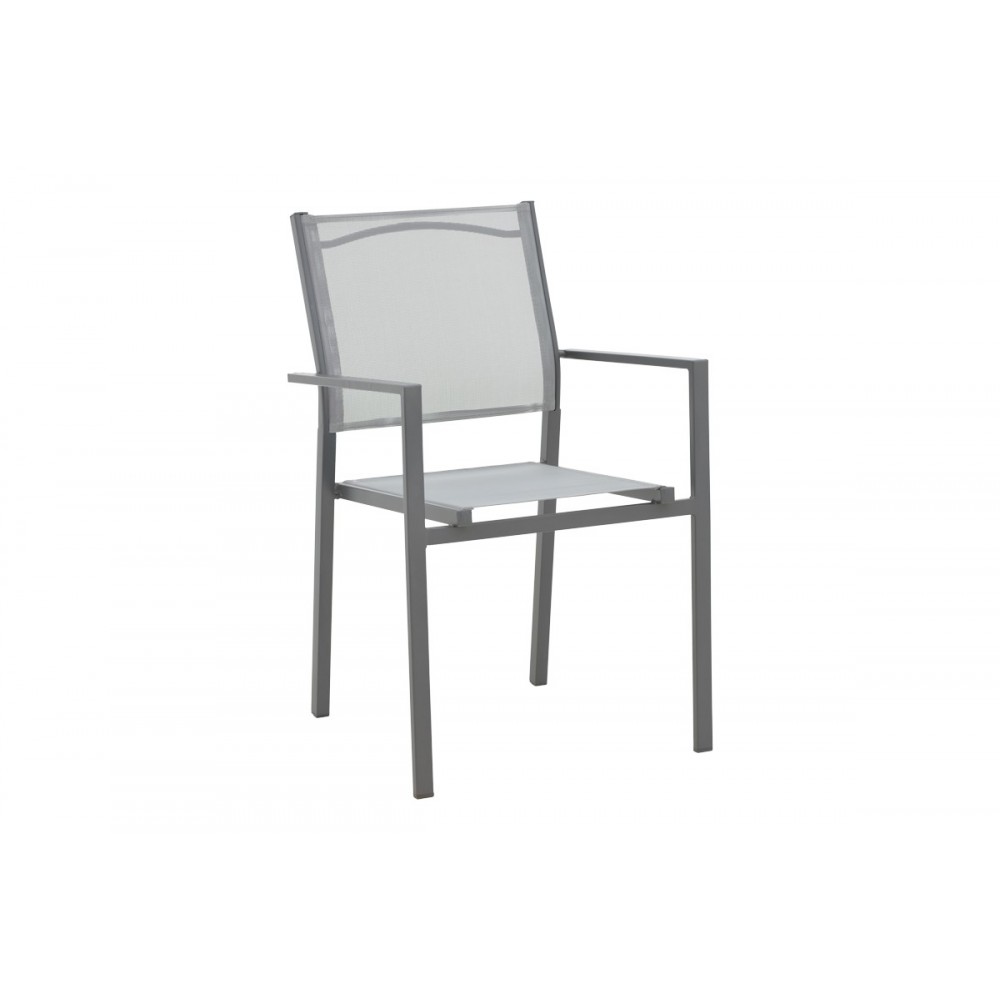 Πολυθρόνα κήπου "WENZHOU" από αλουμίνιο/textilene σε ανθρακί/γκρι χρώμα 54x54x86