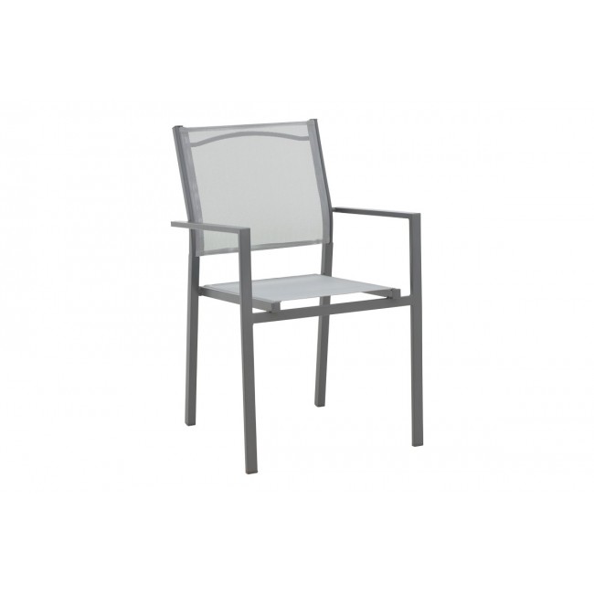 Πολυθρόνα κήπου "WENZHOU" από αλουμίνιο/textilene σε ανθρακί/γκρι χρώμα 54x54x86