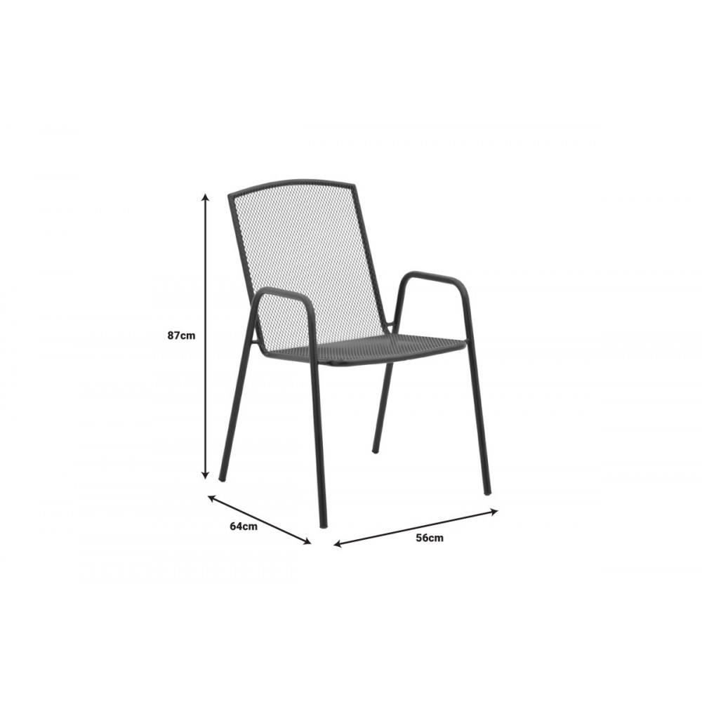 Πολυθρόνα κήπου "POMEDON" από μέταλλο σε μαύρο χρώμα 56x64x87