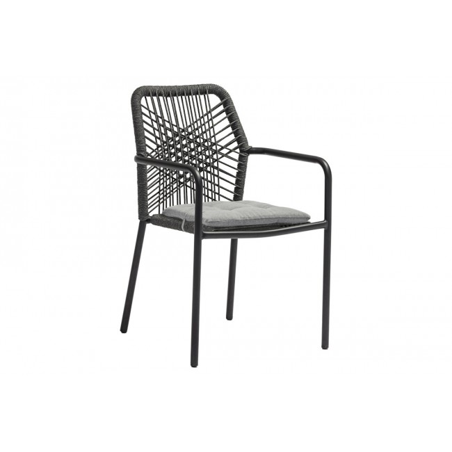 Τραπεζαρία 5τμχ "KLITON-KHERSON" από αλουμίνιο/σχοινί σε ανθρακί χρώμα 80x80x74