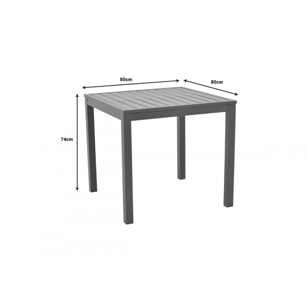 Τραπεζαρία 3τμχ "KLINTON-MABU" από αλουμίνιο/ύφασμα σε ανθρακί χρώμα 80x80x74