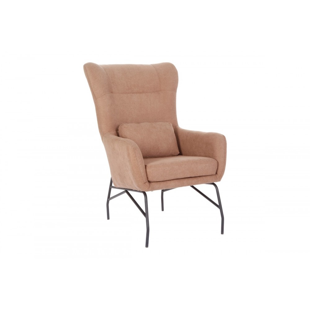 Πολυθρόνα-μπερζέρα "RIMBO" από ύφασμα/μέταλλο σε χρώμα σάπιο μήλο/μαύρο 66x81x102