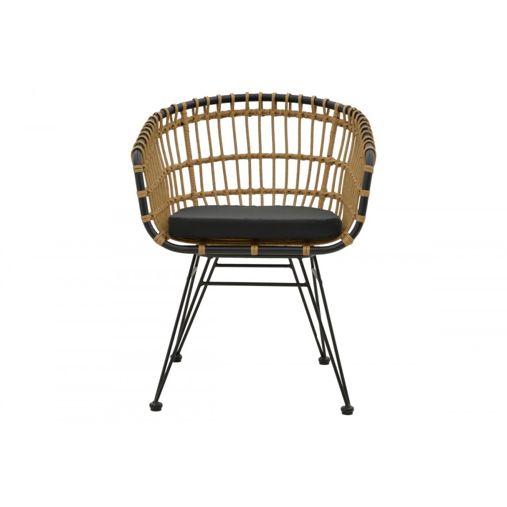 Τραπεζαρία 3τμχ "KLITON-NAOKI A" από αλουμίνιο/rattan σε ανθρακί/φυσικό χρώμα 80x80x74