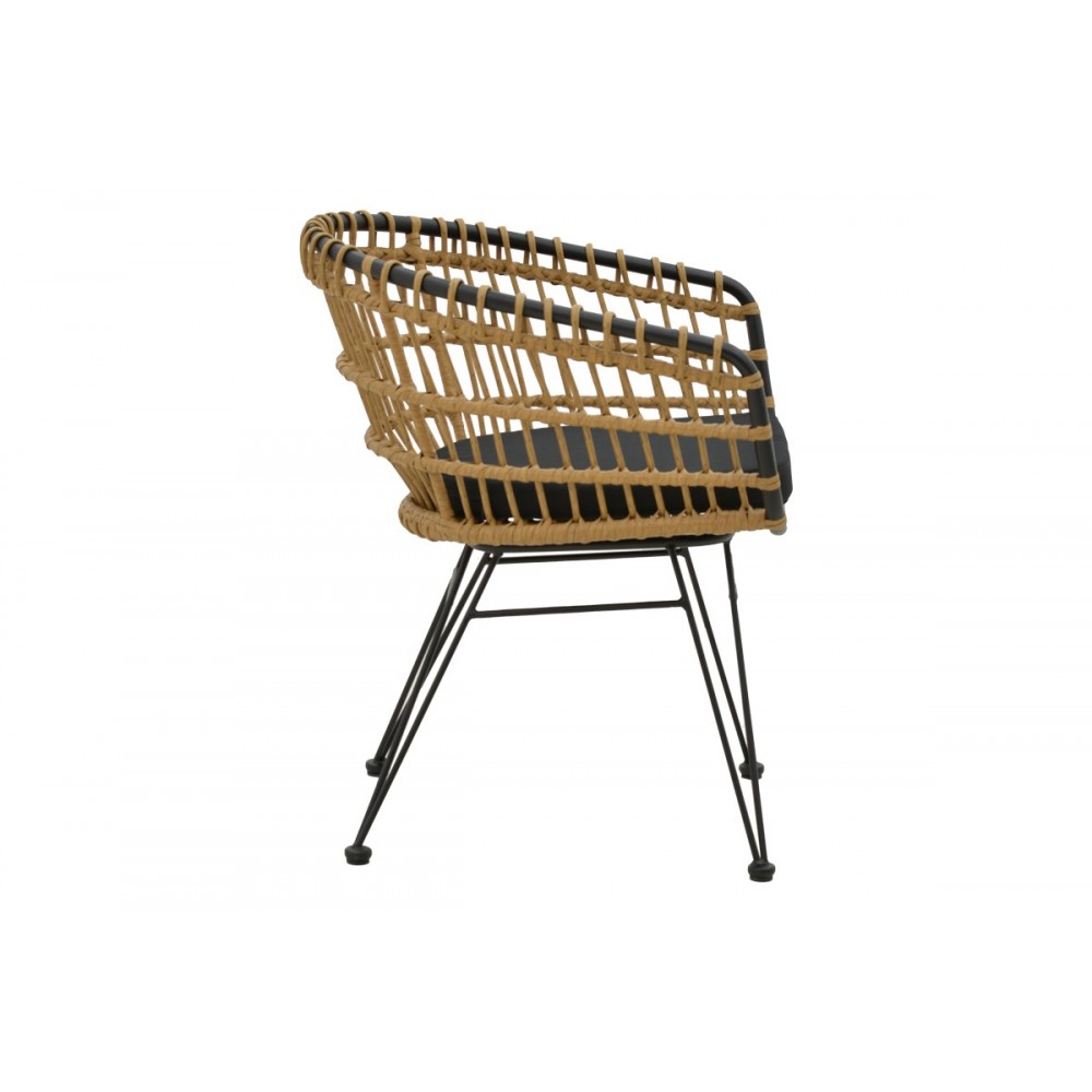 Τραπεζαρία 5τμχ "KLITON-NAOKI B" από αλουμίνιο/rattan σε ανθρακί/φυσικό χρώμα 80x80x74