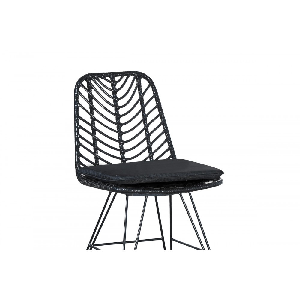 Τραπεζαρία 5τμχ "KLITON-NAOKI" από αλουμίνιο/rattan σε ανθρακί/μαύρο χρώμα 80x80x74