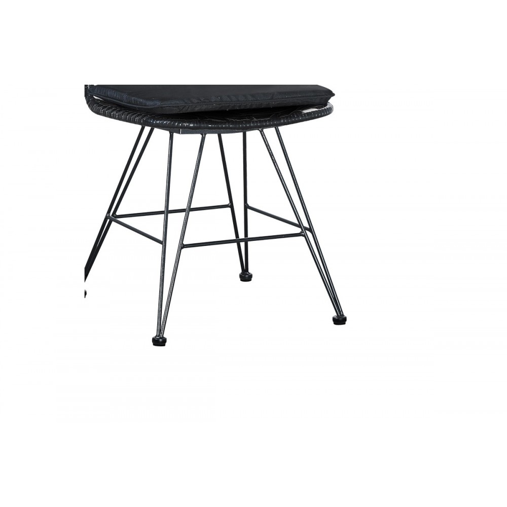 Τραπεζαρία 5τμχ "KLITON-NAOKI" από αλουμίνιο/rattan σε ανθρακί/μαύρο χρώμα 80x80x74