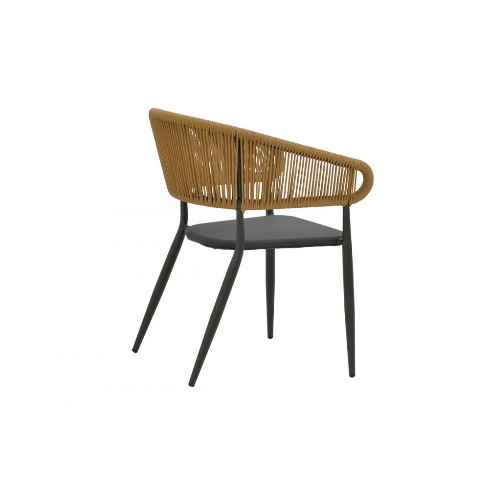 Τραπεζαρία 3τμχ "KLITON-RAVEN" από αλουμίνιο/rattan σε ανθρακί/φυσικό χρώμα 80x80x74