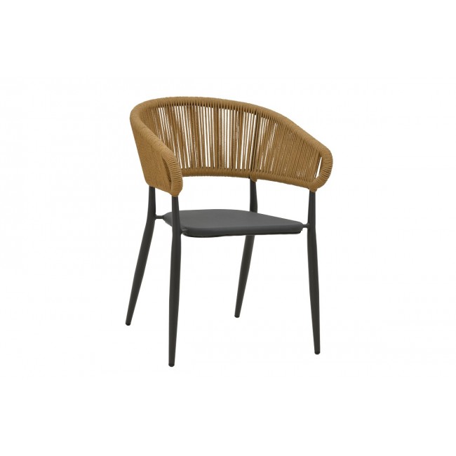 Τραπεζαρία 5τμχ "KLITON-RAVEN" από αλουμίνιο/rattan σε ανθρακί/φυσικό χρώμα 80x80x74