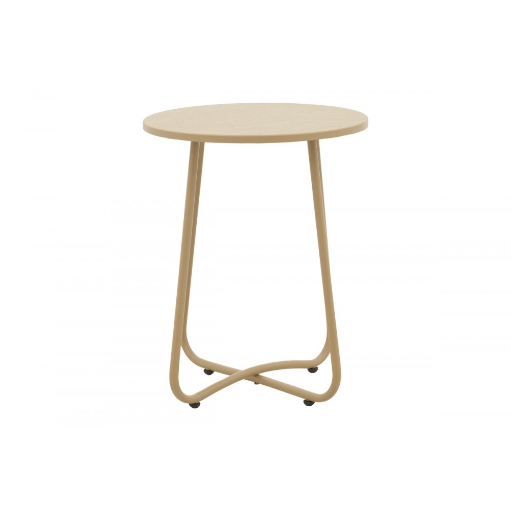 Τραπέζι "BRAMWELL" από μέταλλο σε χρώμα μπεζ Φ40x50
