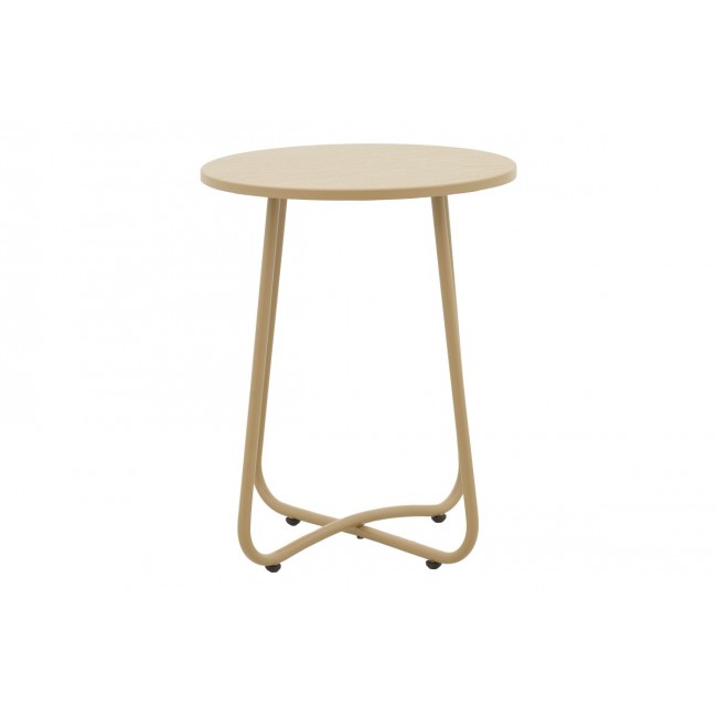 Τραπέζι "BRAMWELL" από μέταλλο σε χρώμα μπεζ Φ40x50