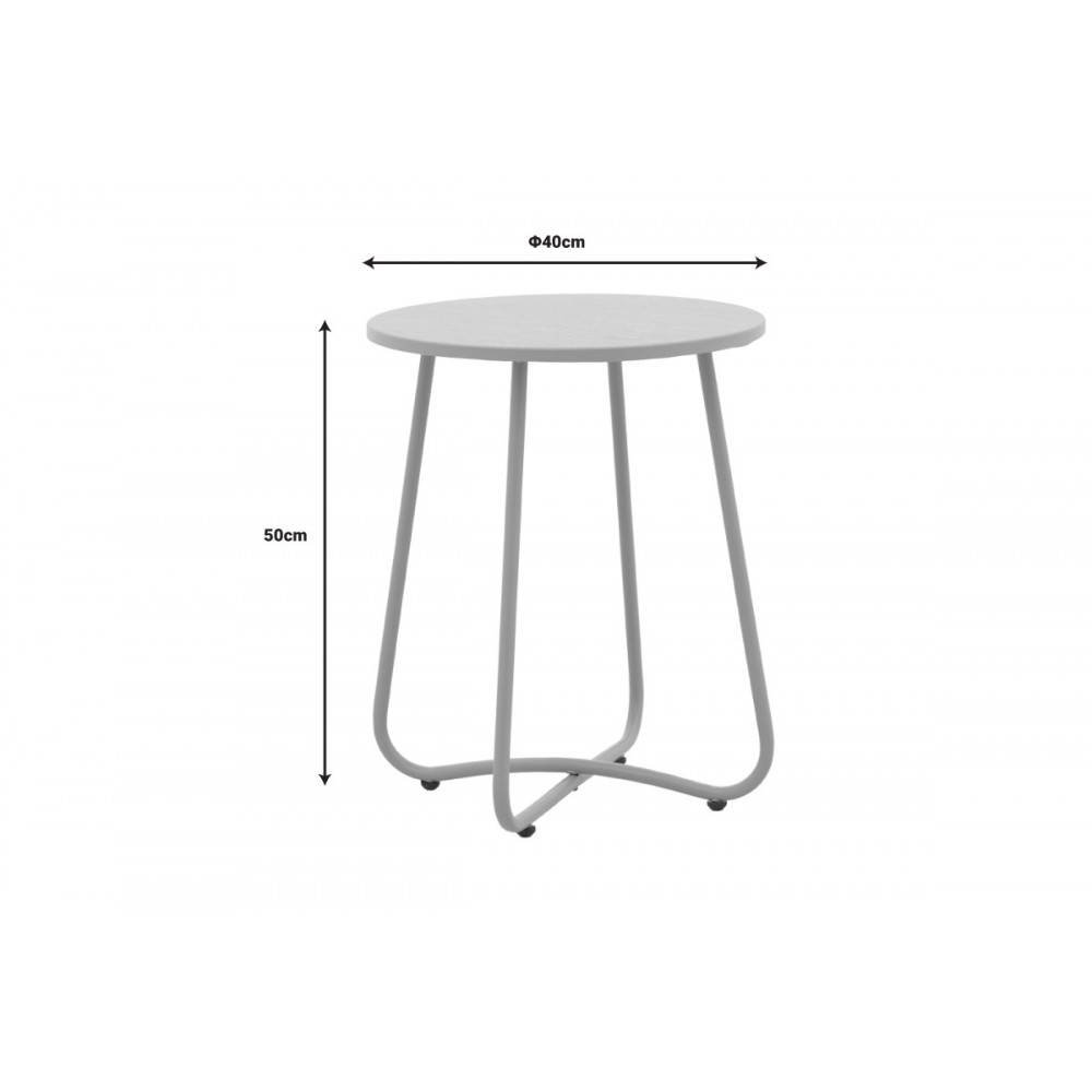 Τραπέζι "BRAMWELL" από μέταλλο σε χρώμα μπεζ Φ40x50