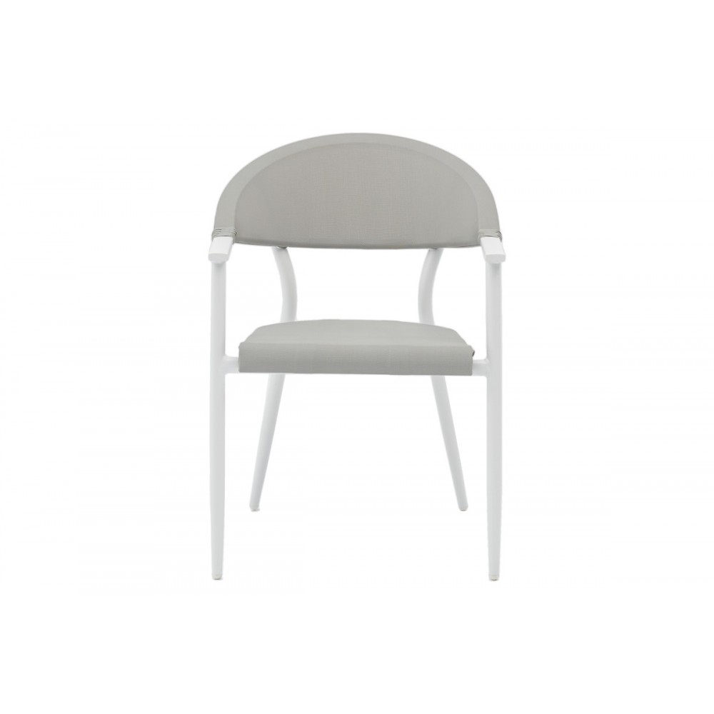 Τραπεζαρία 7τμχ "KLITON-PINO" από αλουμίνιο/textilene σε λευκό/γκρι χρώμα 150x80x74