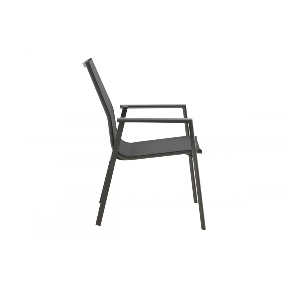 Πολυθρόνα κήπου "DASHIELL" από αλουμίνιο/textilene σε μαύρο χρώμα 71x58x94