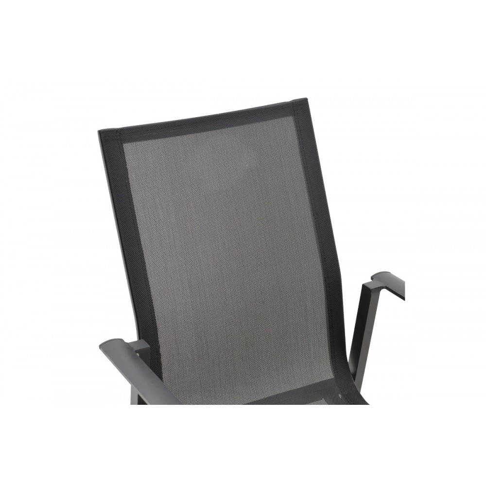 Πολυθρόνα κήπου "DASHIELL" από αλουμίνιο/textilene σε μαύρο χρώμα 71x58x94