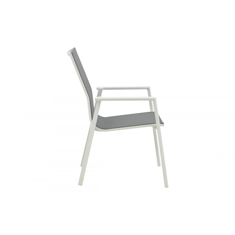 Πολυθρόνα κήπου "DASHIELL" από αλουμίνιο/textilene σε λευκό/γκρι χρώμα 71x58x94