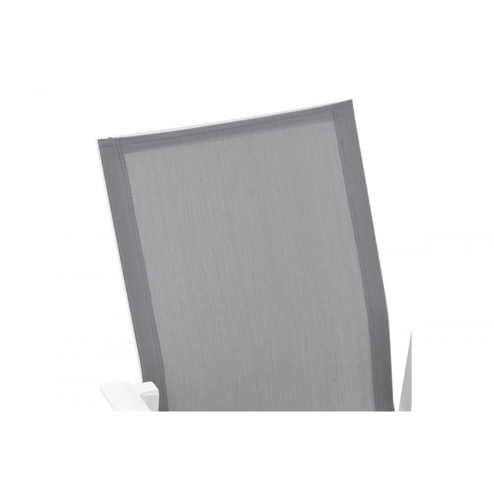 Πολυθρόνα κήπου "DASHIELL" από αλουμίνιο/textilene σε λευκό/γκρι χρώμα 71x58x94