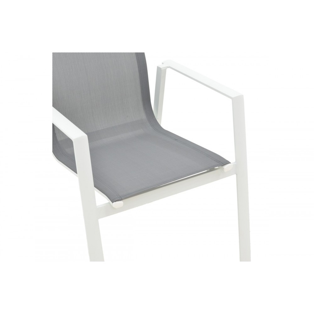 Πολυθρόνα κήπου "DASHIELL" από αλουμίνιο/textilene σε λευκό/γκρι χρώμα 71x58x94