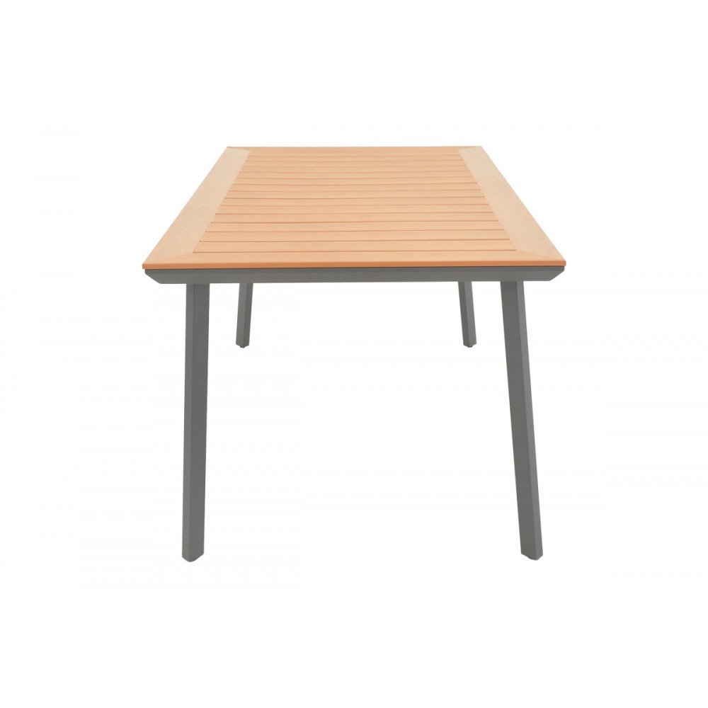 Τραπέζι "GRIFFITH" από αλουμίνιο/plywood σε ανθρακί/φυσικό χρώμα 120x80x74