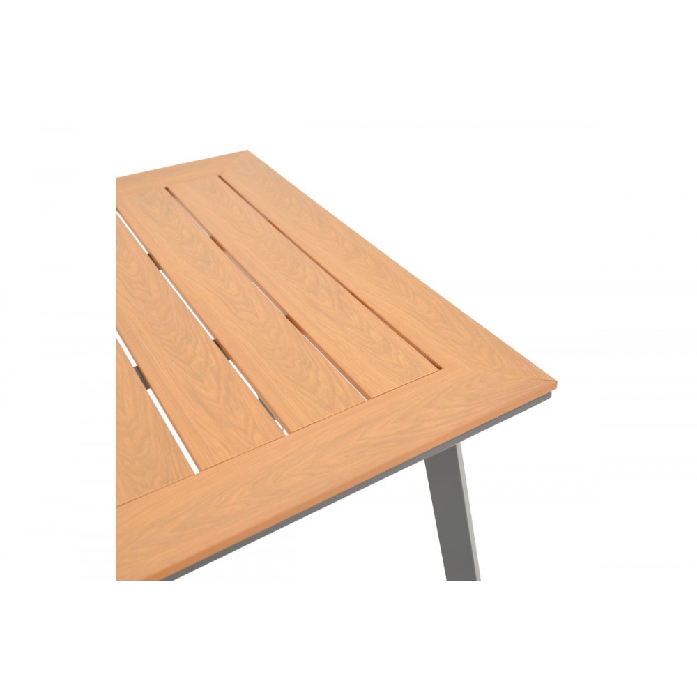 Τραπέζι "GRIFFITH" από αλουμίνιο/plywood σε ανθρακί/φυσικό χρώμα 120x80x74