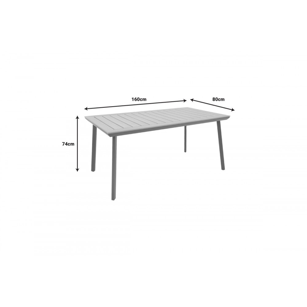 Τραπέζι "GRIFFITH" από αλουμίνιο/plywood σε ανθρακί/φυσικό χρώμα 120x80x74