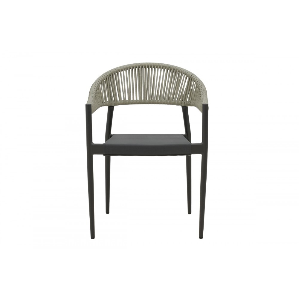 Τραπεζαρία 7τμχ "ΕLATION-KLITON B" από αλουμίνιο/rattan σε ανθρακί χρώμα 150x80x74