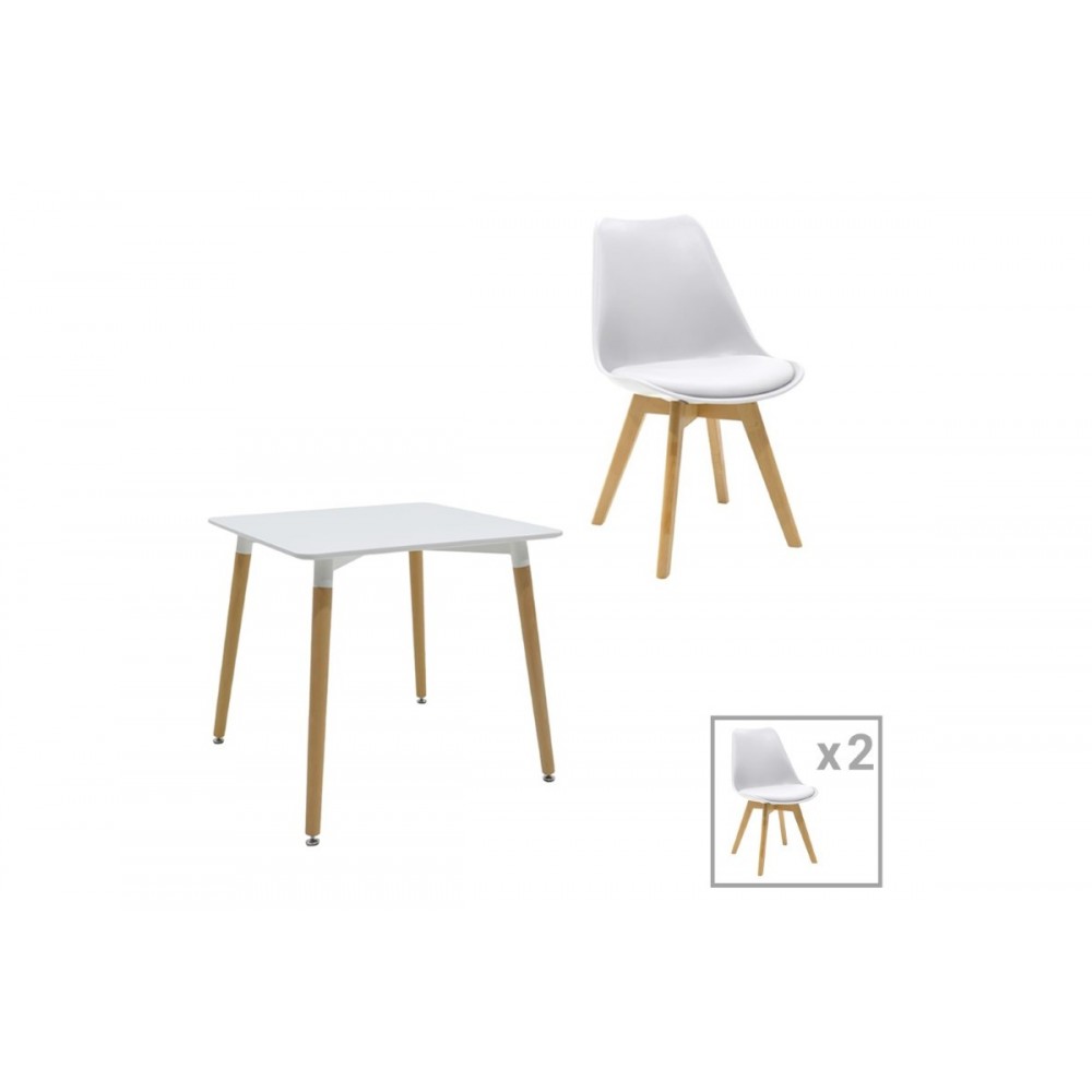 Φοιτητικό πακέτο "SALT&PEPPER" 3τμχ από mdf/pu σε φυσικό/λευκό χρώμα 80x80x76