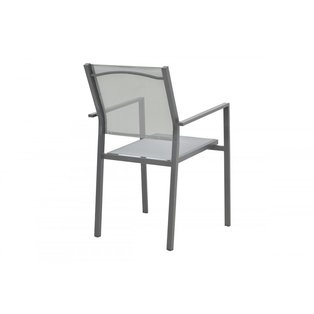 Τραπεζαρία 5τμχ "ENSURE-CONFIDENCE" από μέταλλο/textilene σε ανθρακί/γκρι χρώμα 120x70x70