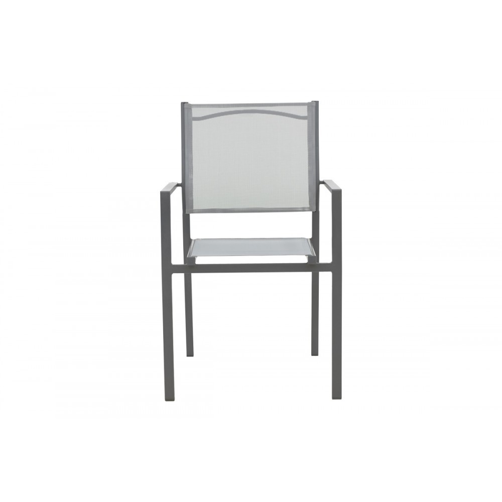 Τραπεζαρία 3τμχ "WATSON-CONFIDENCE" από μέταλλο/textilene σε ανθρακί/γκρι χρώμα 70x70x70