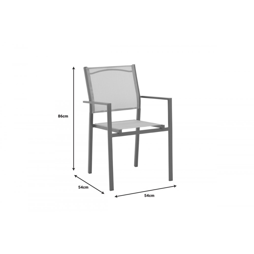 Τραπεζαρία 3τμχ "WATSON-CONFIDENCE" από μέταλλο/textilene σε ανθρακί/γκρι χρώμα 70x70x70