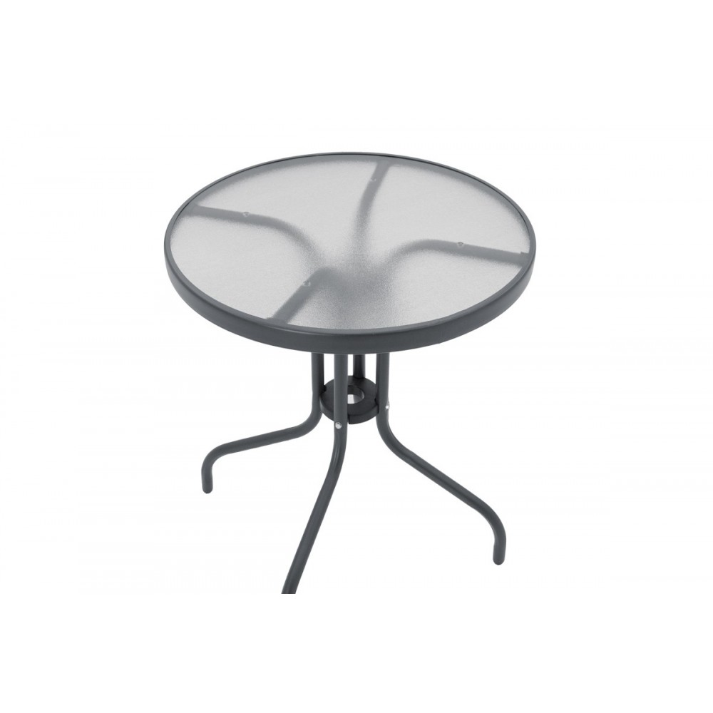 Τραπεζαρία 3τμχ "WATSON-CONFIDENCE A" από μέταλλο/textilene σε ανθρακί/γκρι χρώμα Φ60x70