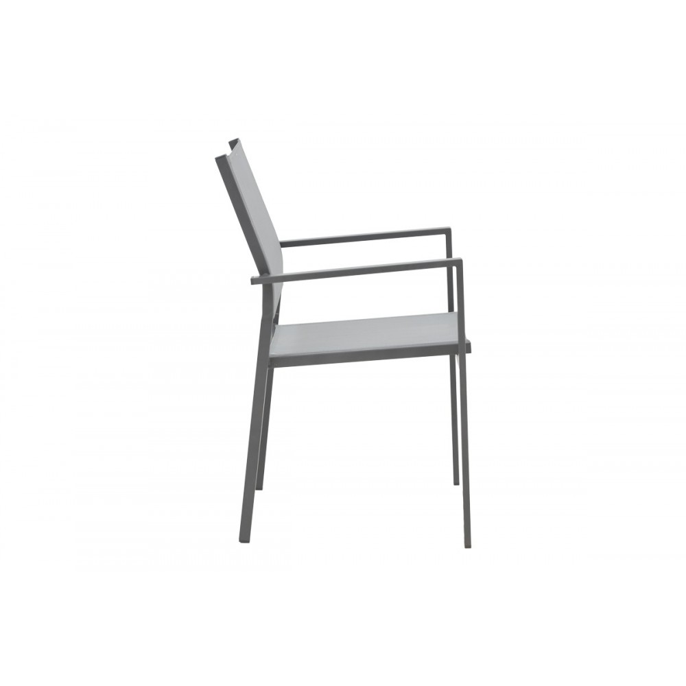 Τραπεζαρία 3τμχ "WATSON-CONFIDENCE A" από μέταλλο/textilene σε ανθρακί/γκρι χρώμα Φ60x70