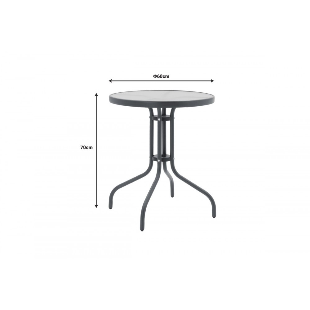 Τραπεζαρία 3τμχ "WATSON-CONFIDENCE A" από μέταλλο/textilene σε ανθρακί/γκρι χρώμα Φ60x70