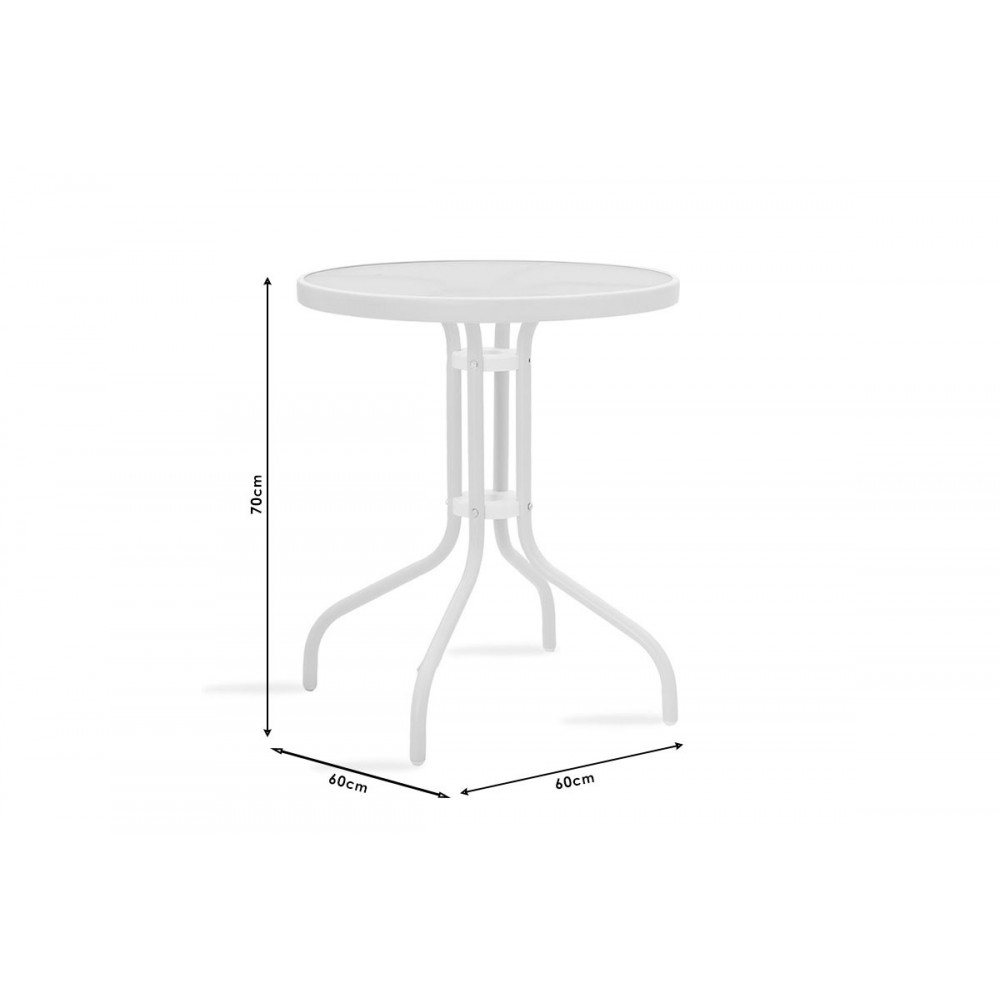 Τραπεζαρία 3τμχ "VALOR-CONFIDENCE Β" από μέταλλο/textilene σε λευκό χρώμα Φ60x70