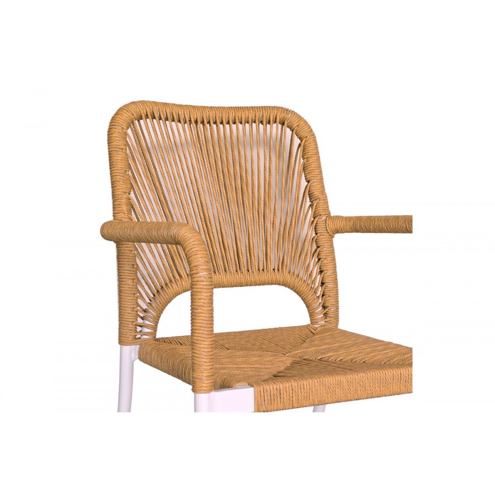 Τραπεζαρία 7τμχ "NARES-NORTURE B" από αλουμίνιο/rattan σε λευκό/φυσικό χρώμα 180x90x72.5