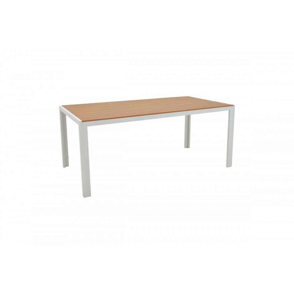 Τραπεζαρία 7τμχ "NARES-PINO B" από αλουμίνιο/plywood σε λευκό/φυσικό χρώμα 180x90x72.5