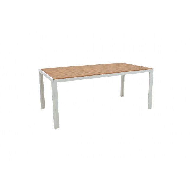 Τραπεζαρία 7τμχ "NARES-PINO B" από αλουμίνιο/plywood σε λευκό/φυσικό χρώμα 180x90x72.5